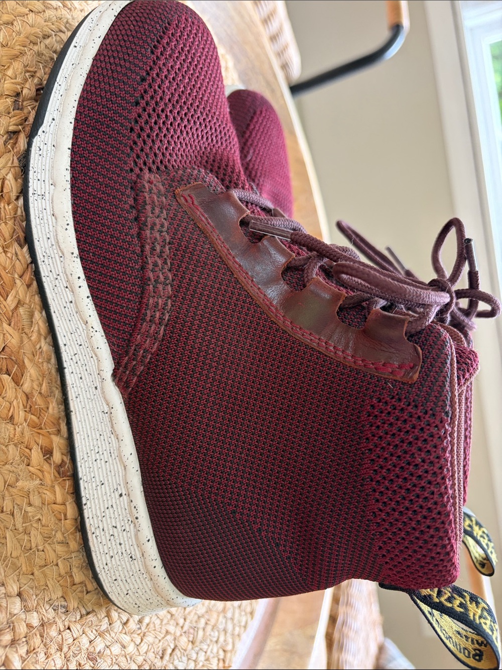Dr. Martens Telkes Knit High Top Sneaker Boots Burgundy Maroon women’s size 7 - Picture 5 of 10